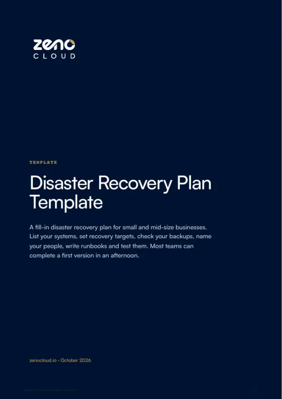 Cover of the Disaster Recovery Plan Template