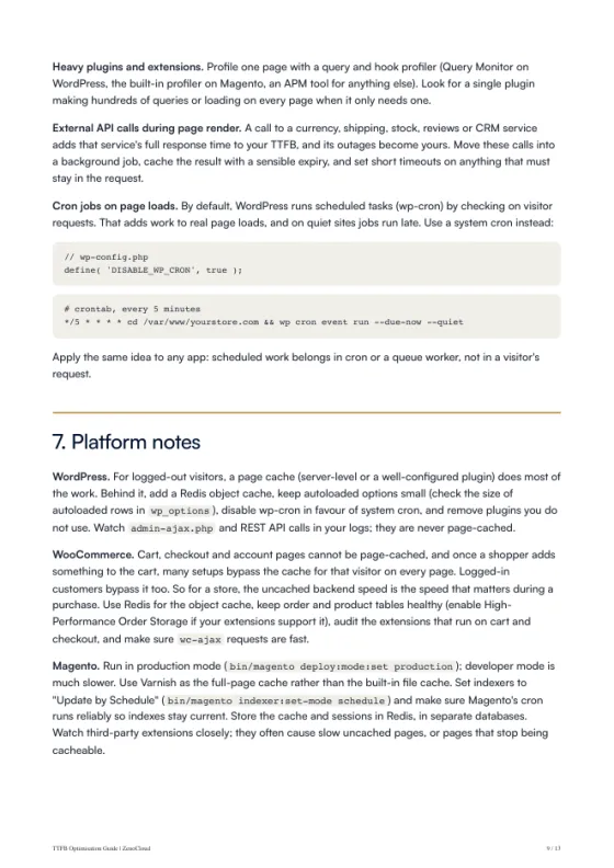 A page from the TTFB Optimisation Guide
