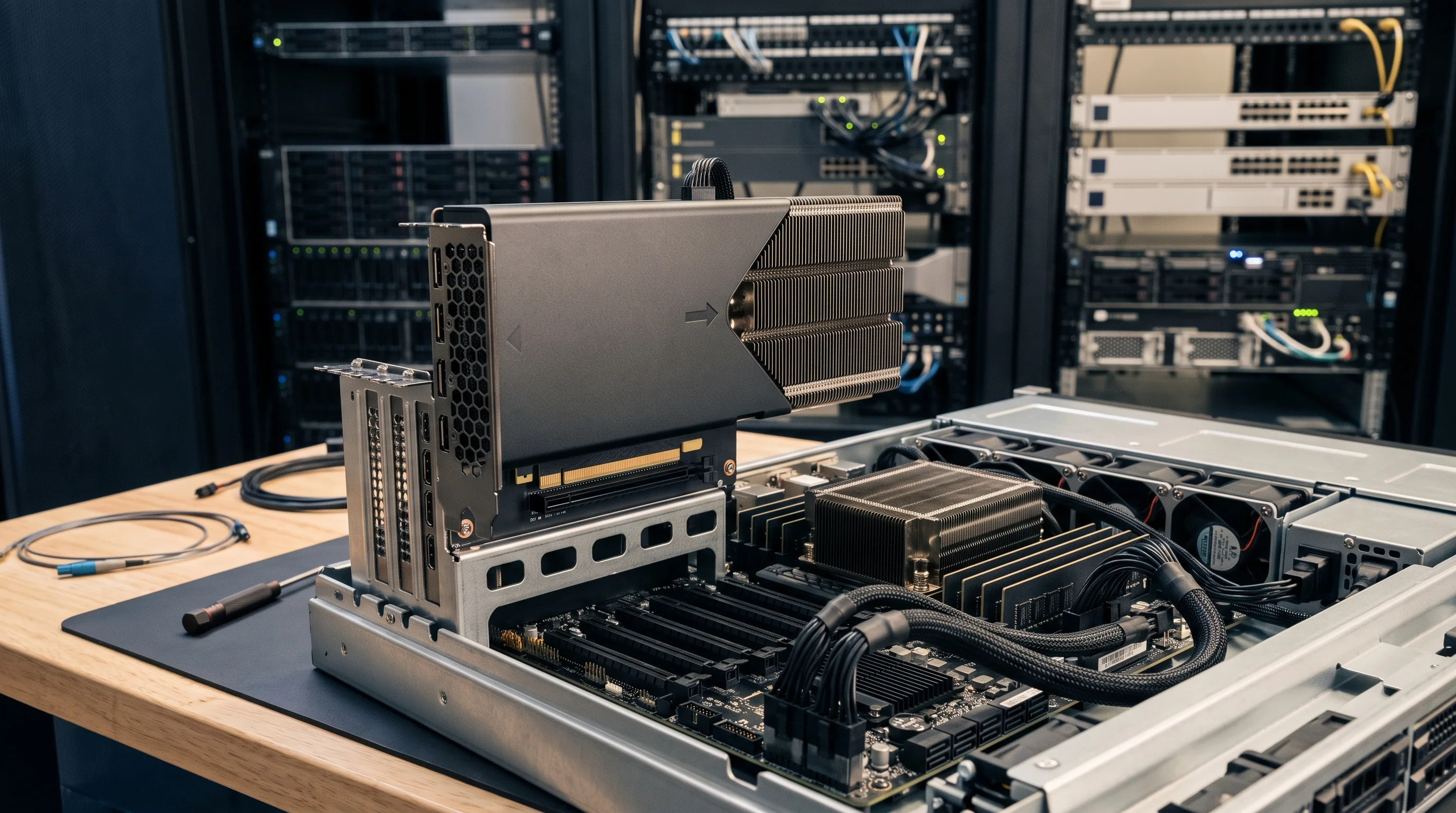 Enterprise GPU accelerator hardware prepared for a server system
