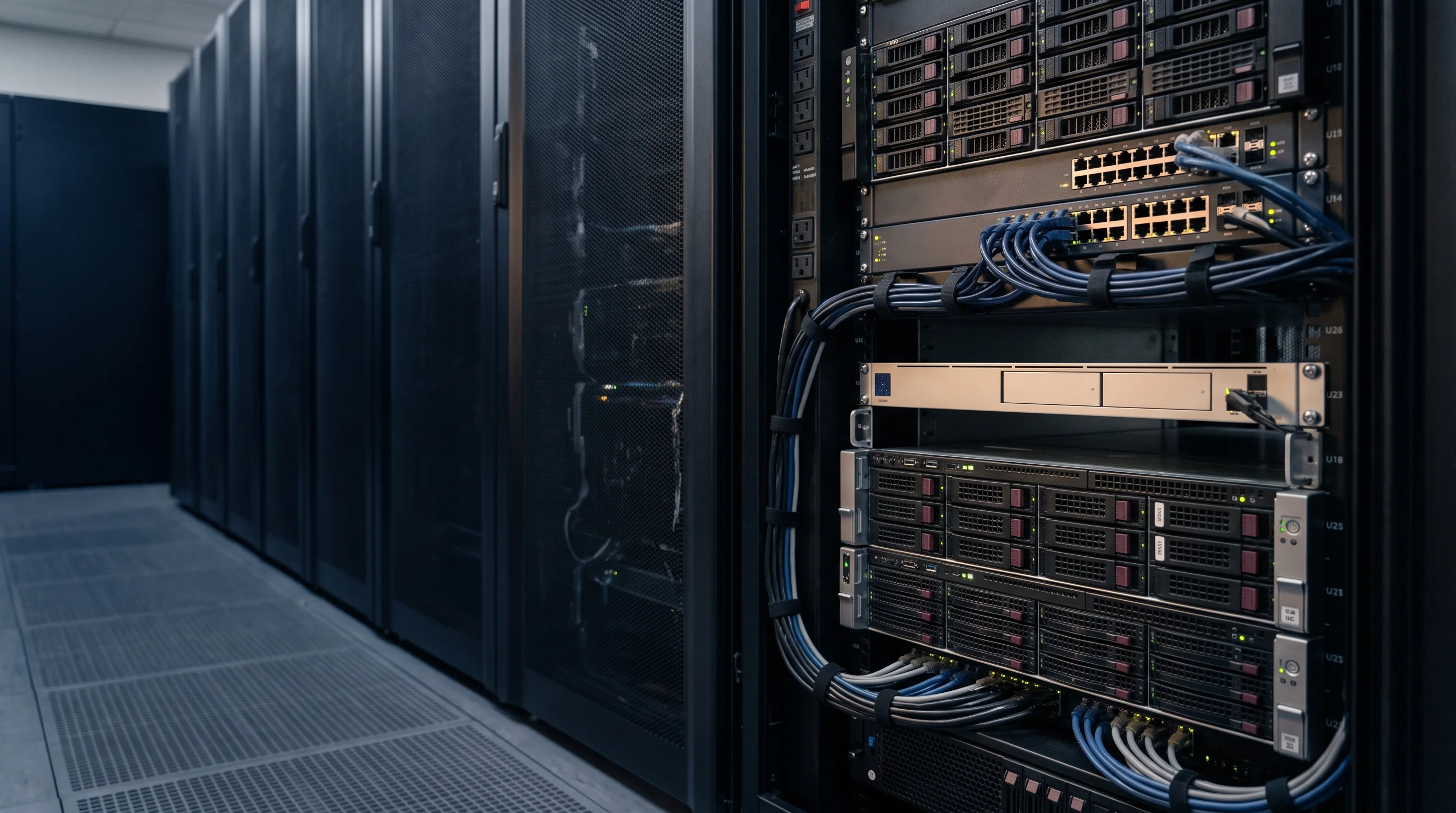 Enterprise servers installed in a data-centre rack