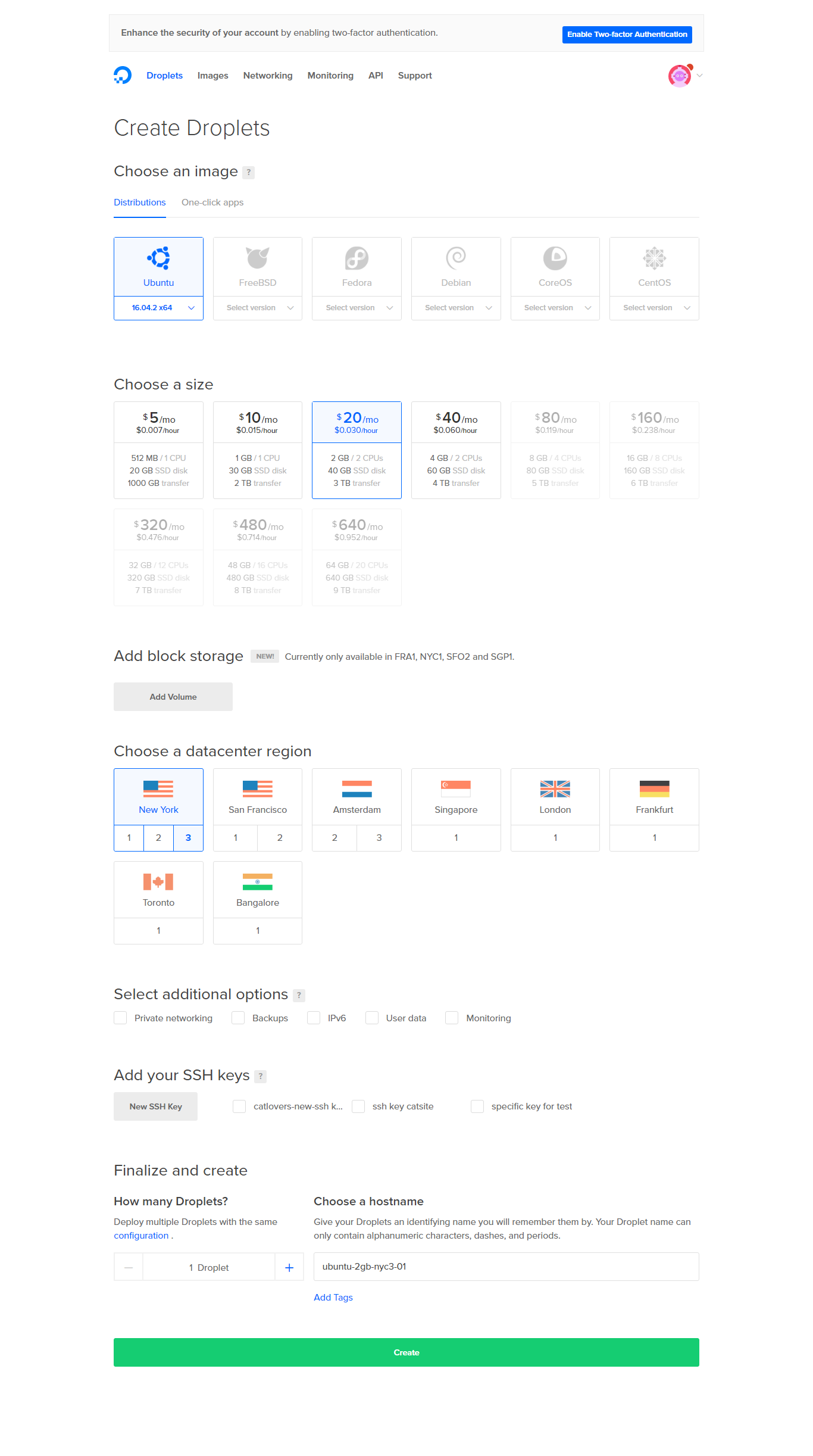 digitalocean vs aws -DO control panel